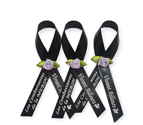 Personalized Memorial Service Funeral Ribbon Pins 20 Cross Religious Celebration of Life Custom Made Awareness Remembrance Anniversary Death Cross Sympathy Name Angel - color: Black