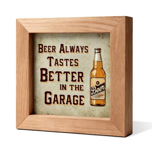 Beer Always Tastes Better In The Garage Wood Sign, Farmhouse Man Cave Decor - color: Garage Decor Sign33