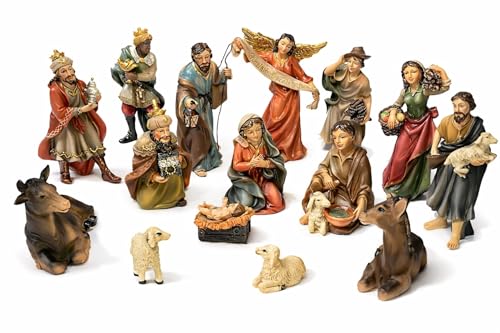 Faithful Treasure 15-Piece Complete 4" Christmas Nativity Set