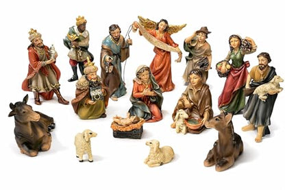 Faithful Treasure 15-Piece Complete 4" Christmas Nativity Set
