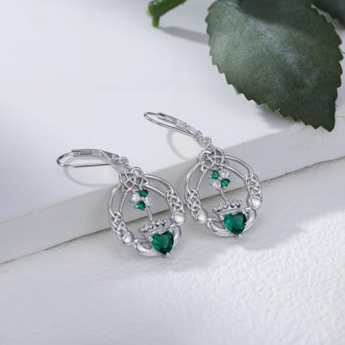Dorunmo 925 Sterling Silver Dangle Drop Earrings for Women Holiday Earrings Hypoallergenic Halloween Christmas Jewelry Festival Gifts for Women - style: St. Patrick's Day-Clover-01