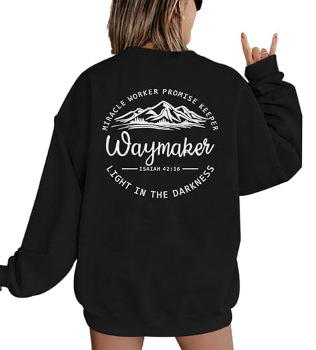 Pairxily Womens Christian Sweatshirt Inspirational Religious Faith Sweatshirts Graphic Crewneck Long Sleeve Shirts - color: Black, size: X-Large