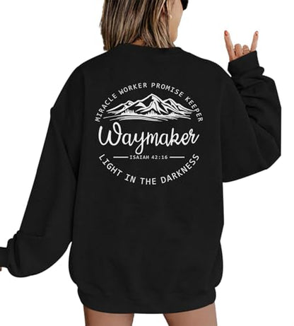 Pairxily Womens Christian Sweatshirt Inspirational Religious Faith Sweatshirts Graphic Crewneck Long Sleeve Shirts - color: Black, size: X-Large