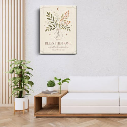 BEASTZHENG Bless This Home Floral Canvas Wall Art Farmhouse Room Accent - color: Bless this home