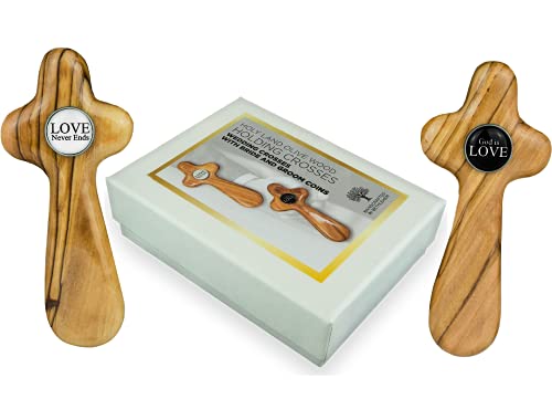Christian Couples Cross, Wedding Gift from the Holy Land of Israel, for Bride & Groom, Newlywed or Bridal Shower, Unity Gift for Engagement & Registry, Olive Wood Cross Gift for Marriage Anniversary