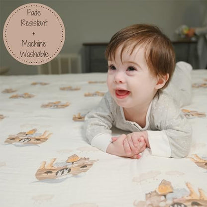 LollyBanks Muslin Swaddle Blanket, 47 x 47 in, Newborn Receiving Blanket - color: Noah's Ark