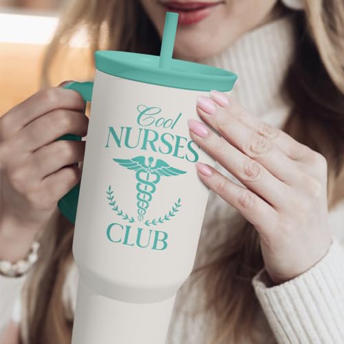 SANDJEST Nurse Gift for Women, Nutrition Facts Tumbler with Handle, Insulated Stainless Steel Travel Coffee Mug for Nursing Friends, Aprreciation Gifts for Nurse Week, Birthday, Christmas, 40oz - color: Nurse 6
