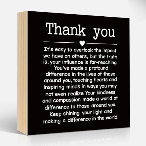 Thank You 6x6 Inch Inspirational Wood Box Signs Gifts for Coworker - color: Black