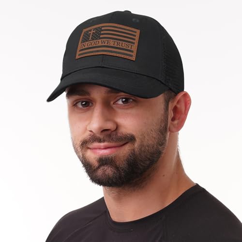 Christian Jesus Cross Hat American Flag Adjustable Faith Baseball Cap - Ideal Religious Gifts for Birthdays, Father's Day - color: Black