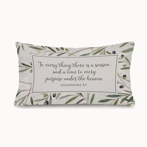 Vintage Christian Botanical 12x20 Pillow Cover,Christian Room Decor - color: White-bible