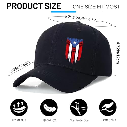 Baseball Cap for Men Cotton Black Baseball Hat for Mens Snapback Hats Trucker Dad Hat Snap Back Flat Bill Men's Caps - color: Puerto Rico