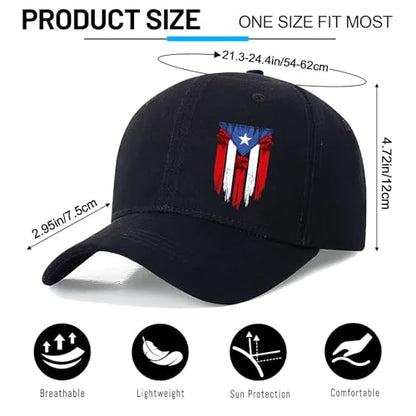 Baseball Cap for Men Cotton Black Baseball Hat for Mens Snapback Hats Trucker Dad Hat Snap Back Flat Bill Men's Caps - color: Puerto Rico