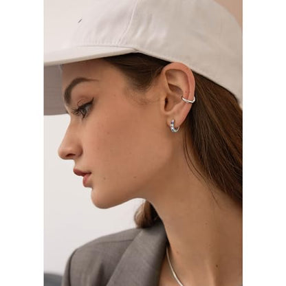 14K Gold Huggie Earrings for Women Silver Huggie Hoop Earrings Cubic Zirconia Huggie Earrings Stud Earrings Lightweight Dainty Hypoallergenic Earrings Jewelry Gifts - color: Silver Rainbow CZ Huggies
