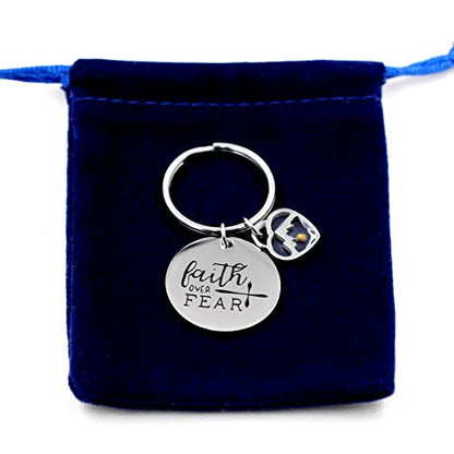 Uloveido Stainless Steel Faith Cross Keychain & Jesus Loves Me Christian Keyring Mustard Seed Charms Religious Jewelry - style: Faith Over Fear-heart Mountain