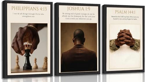 MOGUPA 3Pcs Black Man Christian Poster Canvas Wall Art 12x16 in Unframed - color: Black Man Bible, size: 16"L x 12"W