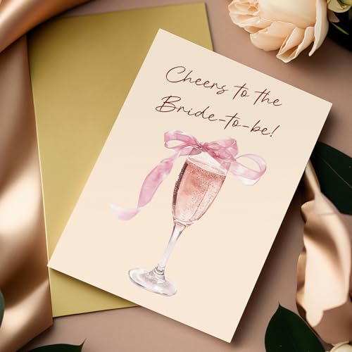 Bridal Shower Card for Bride To Be, Funny Engagement Card for Her, Wedding Congratulations Cards for Friend Family, Cheers To The Bride To Be - color: Bridal Shower Card
