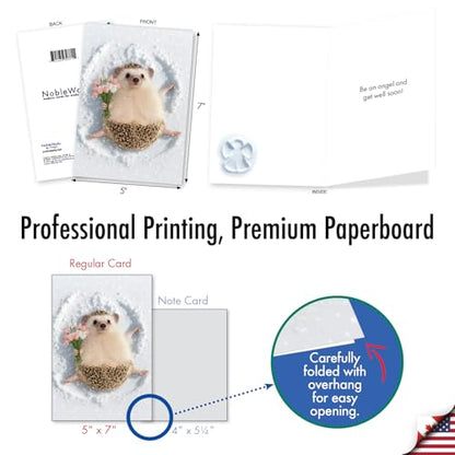 NobleWorks Funny Get Well Greeting Card with 5 x 7 Inch Envelope (1 Card) Critter Snow Angel - Hedgehog C4187CGWG - style: Critter Snow Angel - Hedgehog