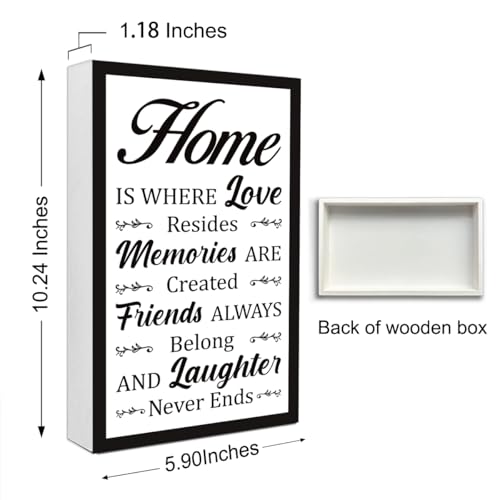 Home is Where Love Sign Wooden Box Desk Decor,Rustic Farmhouse Family Wood Block Sign for Home Living Room Shelf Tabletop Decor 10'' x 6'' - style: Home is Where Love