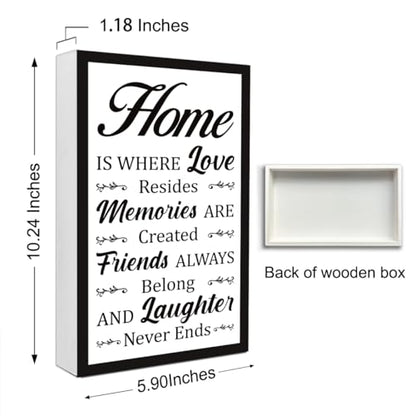 Home is Where Love Sign Wooden Box Desk Decor,Rustic Farmhouse Family Wood Block Sign for Home Living Room Shelf Tabletop Decor 10'' x 6'' - style: Home is Where Love