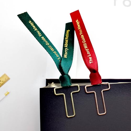 Gold Cross Paper Clips with Ribbons Set. Loaded Bible Supplies - color: Gold