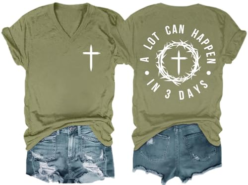 A Lot Can Happen in 3 Days Shirt, Funny Christian Shirts Men Alot Can Happen in Three Days Faith Cross Tshirt - color: Green-1, size: Medium