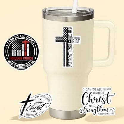 4 Pcs Christian Stickers - Waterproof Vinyl Christian, Bible Verse - color: Bible Verse Faith Stickers