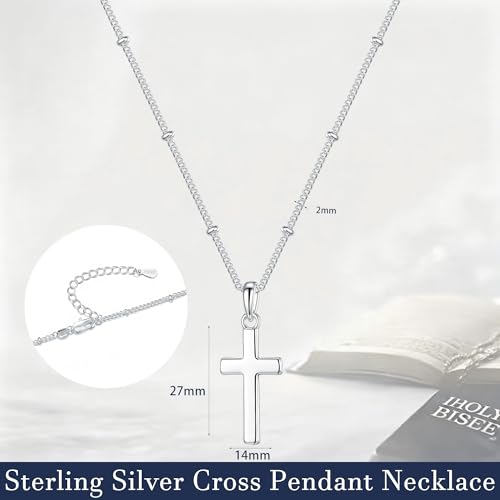 S925 Sterling Silver Cross Necklace for Women - color: 18+2 Inches