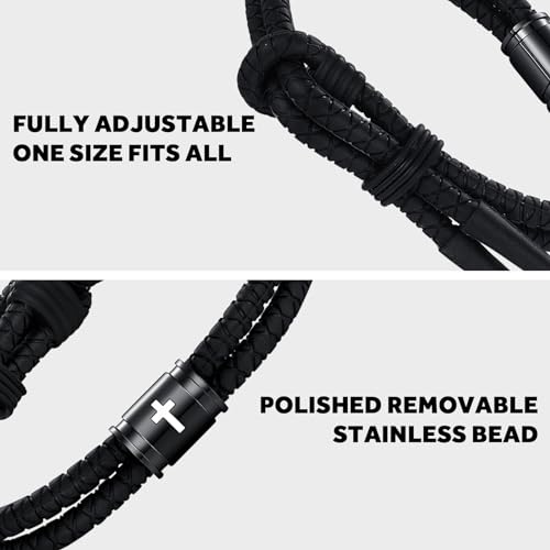 Silicone Christian Cross Braided Rope Bracelets for Men Women - color: White with Silver Cross square