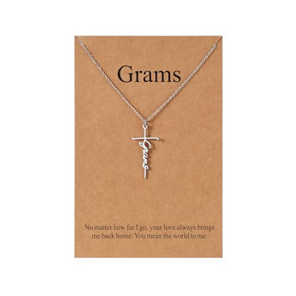 Lcherry Birthday Gifts for Grandma Mom Daughter Teacher Cross Necklace for Women Christian Necklaces Religious Gifts Jewelry for Women Mother's Day - style: Grams