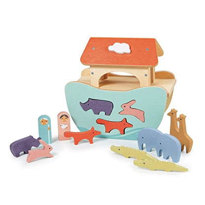 Tender Leaf Toys - Little Noah’s Ark - Wooden Animal Shape Sorting Toy - Compact and Made for Little Hands, Improve Hand-Eye Coordination and Concentration for Boys and Girls - Age 2+