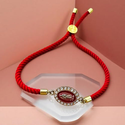 Catholic Bracelets St. Benedict Bracelet Red Rope Double Hole Pendant Couple Woven Bracelets Adjustable Black Bracelet - color: Red 2
