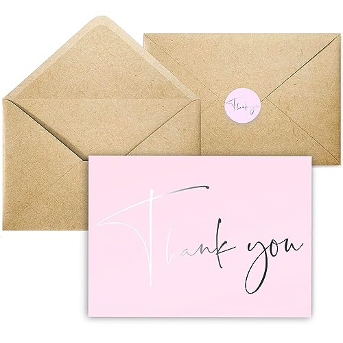 GardenCity Thank You Cards - 30 Pack (Blush Pink) - color: Blush Pink / Silver Foil