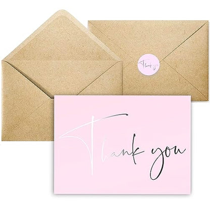 GardenCity Thank You Cards - 30 Pack (Blush Pink) - color: Blush Pink / Silver Foil