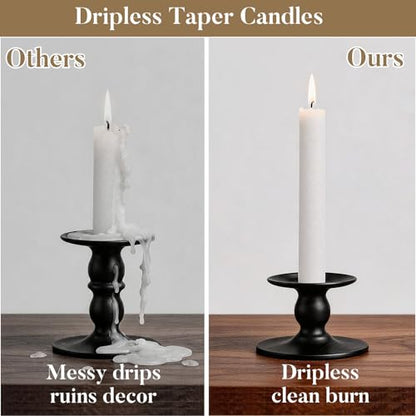 Ashlux Palm Taper Candles 12Pack, 10 Inch Unscented Dripelss Candlesticks - color: White