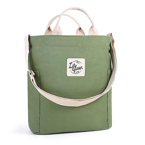 Lily queen Women Canvas Tote Handbags Casual Shoulder Work Bag Crossbody - color: Green