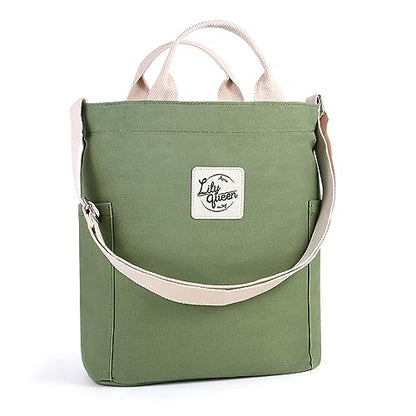 Lily queen Women Canvas Tote Handbags Casual Shoulder Work Bag Crossbody - color: Green