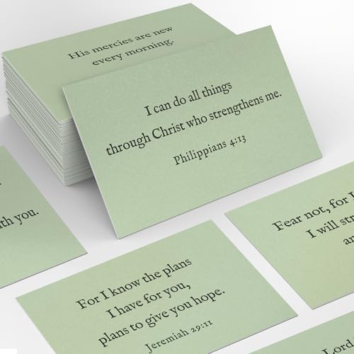 Bible Verse Cards, 60 Scripture Cards with Bible Verses - color: Sage Green