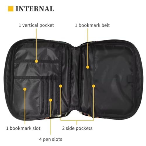Coldinair Cat with Book Bible Cover Case for Men Teen,Women Bible Bags Book Covers Kids Scripture Carrying Case with Handle and Pocket - color: Cat With Book