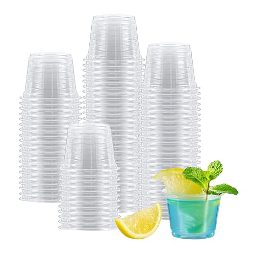 1000 Count-1oz Plastic Shot Glasses Mini Disposable Cups Perfect Container for Jello Shots, Condiments, Tasting, Sauce, Dipping, Samples - size: 1oz-1000Count