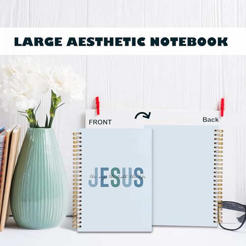 Boho Christian Notebook Journal, Christian Gifts for Women, Bible Notebooks for Note Taking, Bible Journaling Notebook, Jesus the Way the Truth the Life Hardcover Spiral Notebook 5.5x8.3 blue - color: white Bible-monotonous jesus blue
