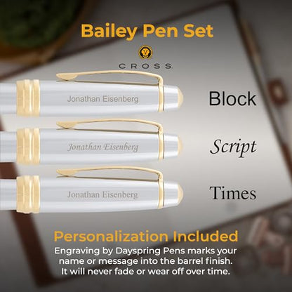 Cross Bailey Personalized Rollerball and Ballpoint Pen Set in Medalist