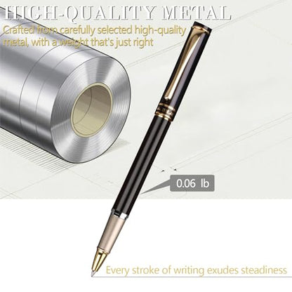 Luxury Gel Ballpoint Pens,Personalized Black Ink Pen Set with 2 Pcs Extras Replaceable Metal Refills, Ultra-Smooth Writing Experience, Perfect for Gifts,Business,Office - style: Black
