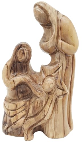 Zuluf 6.2" Olive Wood Holy Family Nativity with Star of Bethlehem – Hand-Carved Mary, Joseph & Baby Jesus Figurine – Artisan Spiritual Decor for Catholic Home Display – HOF015 - color: 6.2" Bethlehem Star Nativity