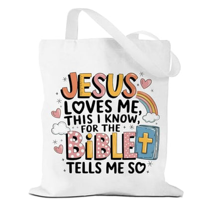 VICBOU Bible Verse Canvas Tote Bag Religious Christian Gifts for Women Men Faith Canvas Tote Reusable Grocery Bag - color: Jesusbible