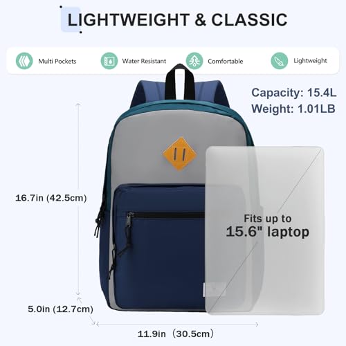 VX VONXURY Kids Backpack for School Travel,16.7 Inch Lightweight Bookbag - color: Inky Green Blue