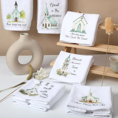 Hahafelt 6 Pcs Christian Gifts Bulk Church Hymn Tea Towels Hand Towels - style: Classic