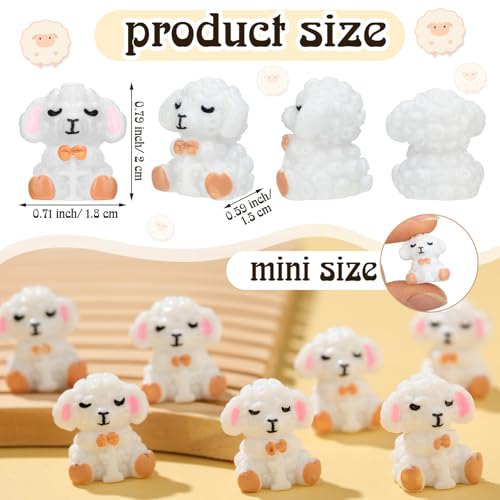 Suzile 50pcs Mini Resin Sheep with Cross Christmas Religious Lamb Figurine