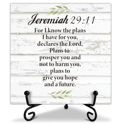 Christian Sign Prayer Room Decor, Christian Religious Bible Gifts for Women, Desk Decorations for Home Office Desk Shelf Decor, Wooden Plaque With Stand-TJ25 - style: Bible Payer Room Decor-25