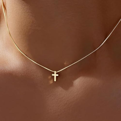 Fesciory Cross Necklace for Women, 14K Gold Plated Rhinestones Jewelry Gift - color: Gold Plated 7