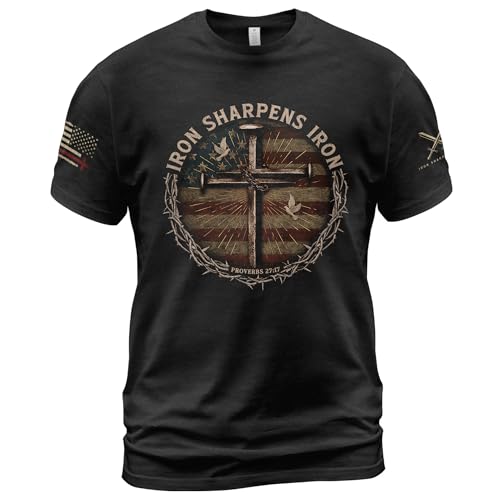 Iron Sharpens Iron T-Shirt Men, Christian Shirts for Men - color: Ds01-black, size: Medium